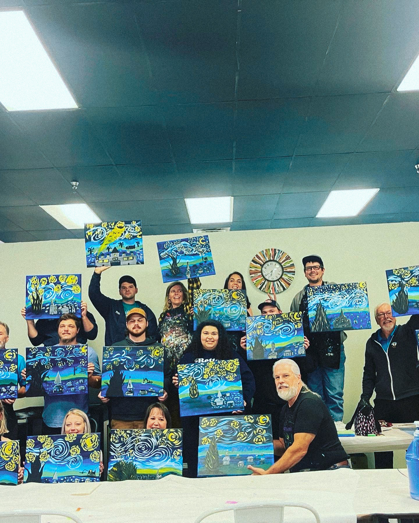 Word Rock Drills team at social painting event