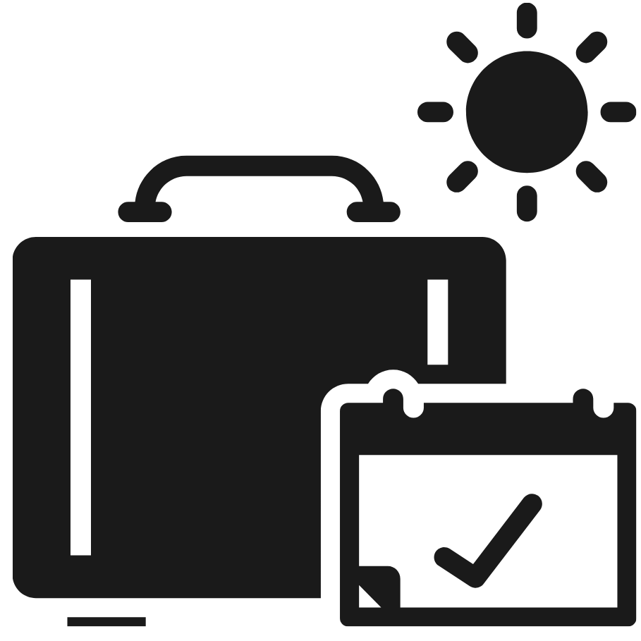 Suitcase with Calendar and Sun